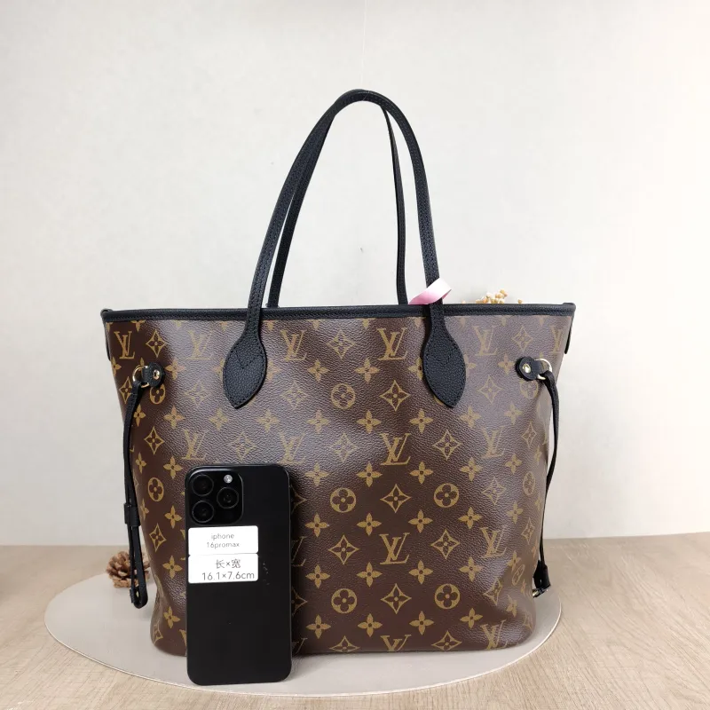 Louis Vuitton Shoulder Bag NEVERFULL INSIDE OUT Black PVC · Calfskin Medium 31 × 14 × 28 cm — cover view 2 of 5