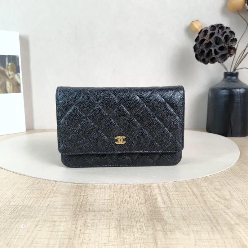 Chanel Crossbody Bag Classic Flap WOC CF WOCWOC Bag Black Grained Calfskin Mini 19.2 × 3.5 × 12.3 cm