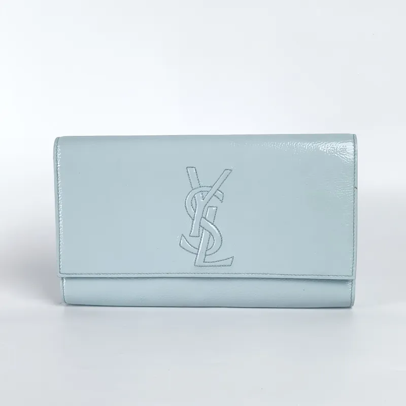 SAINT LAURENT Clutch Clutch Blue Patent Leather One Size28 × 4 × 16 cm