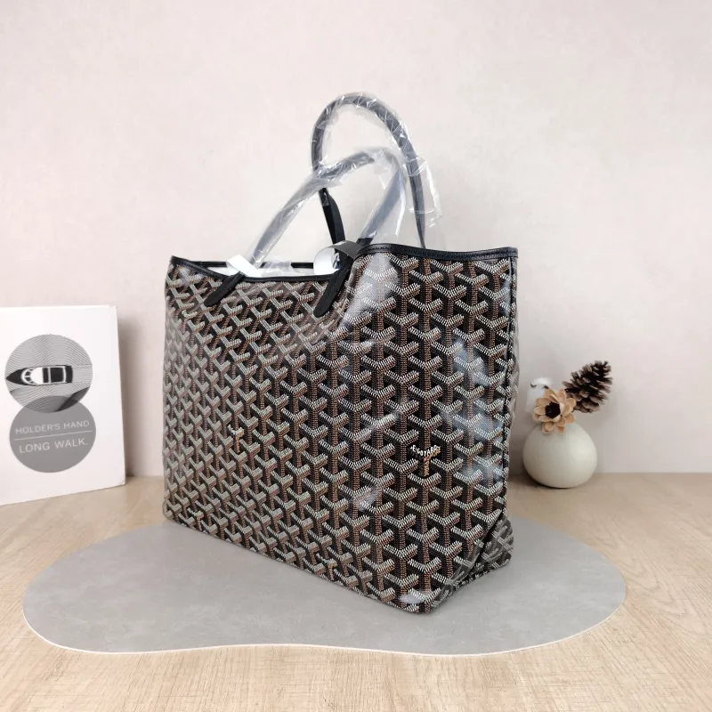 GOYARD Shoulder Bag SAINT LOUIS Shopping Tote Black ine Canvas Small 34 × 15 × 28 cm — cover view 5 of 6