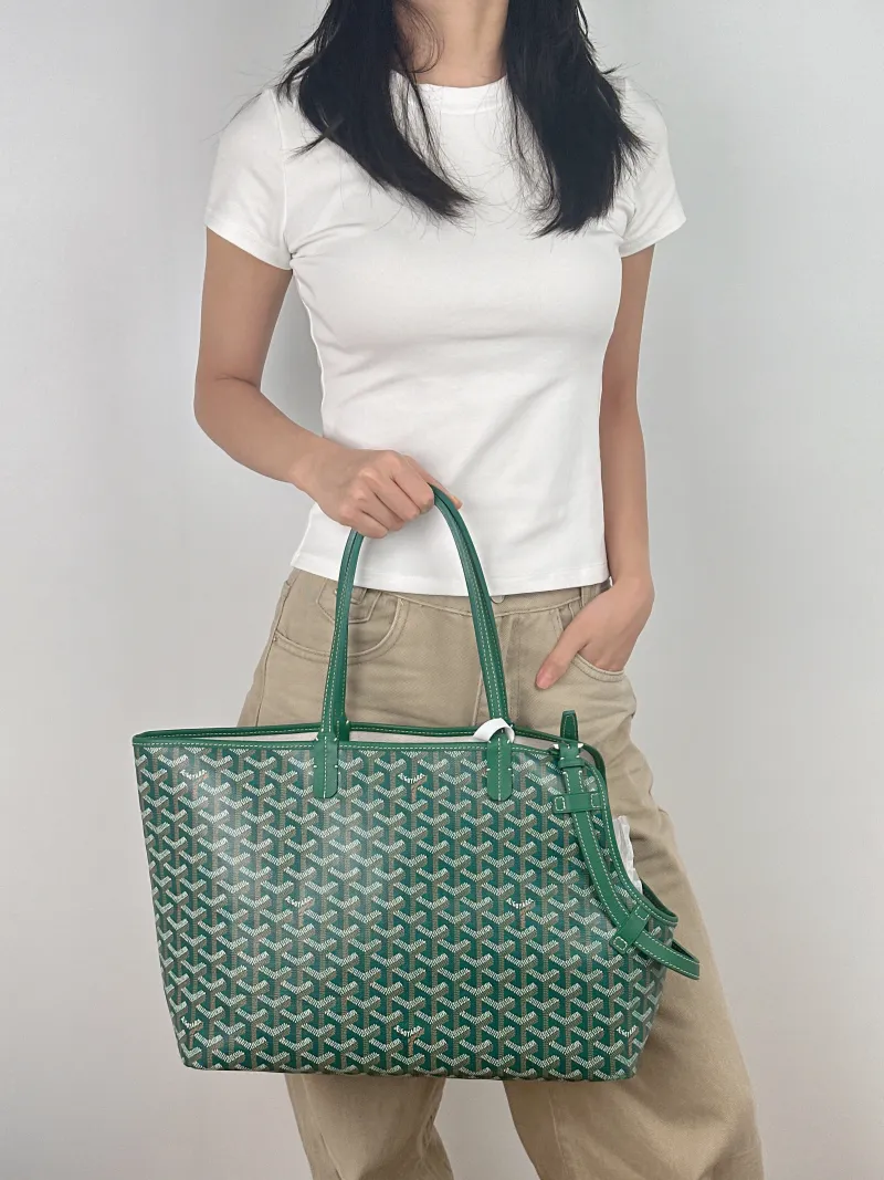 GOYARD Shoulder Bag Chien Gris Tote Bag Green PVC One Size 33.5 × 15 × 27 cm — on-model view 1 of 2