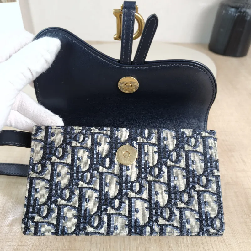 DIOR Belt Bag Saddle Belt Bag Blue Canvas One Size 17 × 3.5 × 10.5 cm — detail view 4 of 11