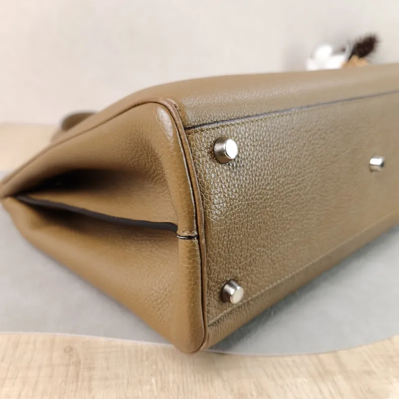 GUCCI Top Handle Bag Top Handle Crossbody Bag Brown Calfskin One Size 34 × 12 × 26 cm — detail view 12 of 14