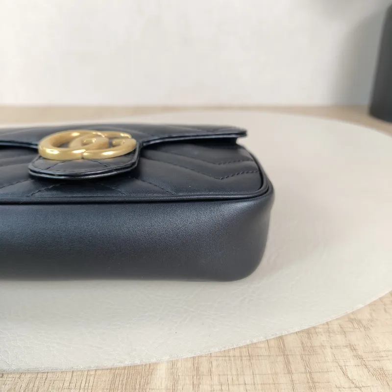 GUCCI Crossbody Bag GG Marmont Mini Marmont Mini Black Calfskinmini16.5 × 4.5 × 9.5 cm — detail view 6 of 11