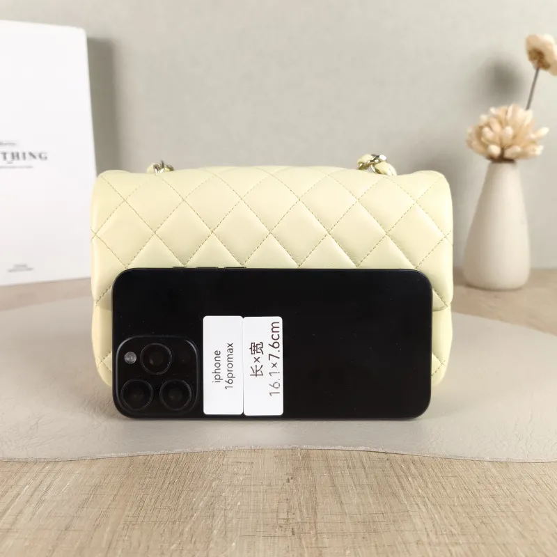 Chanel Crossbody Bag Classic Flap Large Mini CF Mini Yellow Lambskin mini 20 × 6 × 12 cm — cover view 3 of 6
