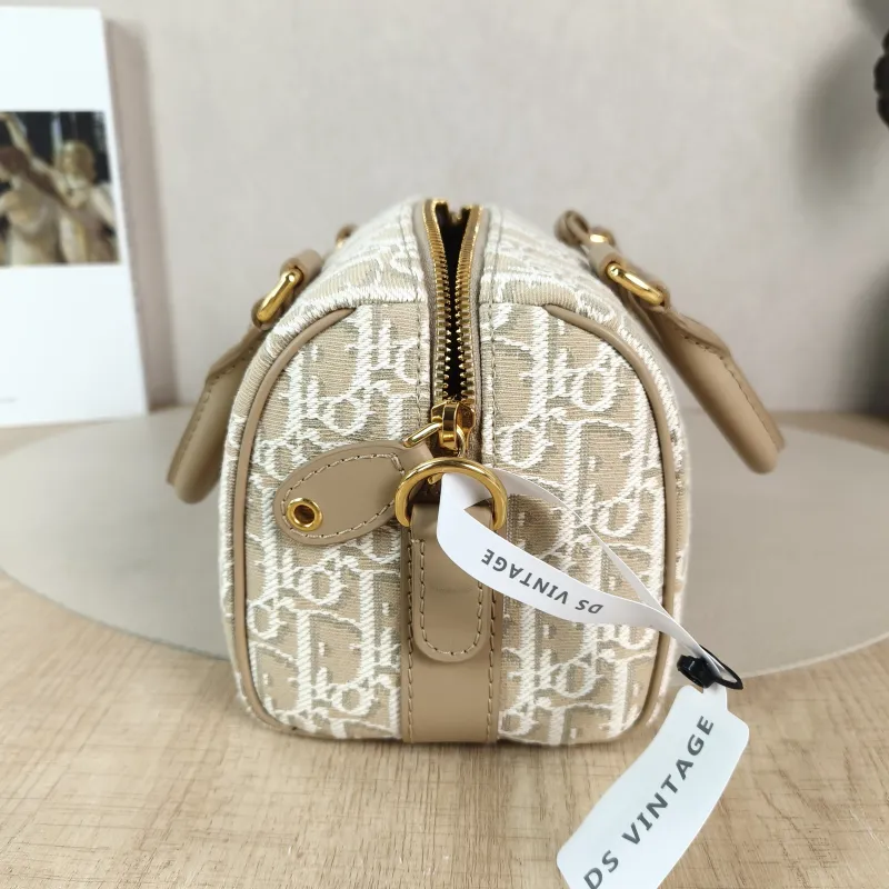 DIOR Shoulder Bag Groove 20 Top Handle Bag Beige Canvas Small 20.5 × 12 × 13.5 cm — detail view 2 of 11
