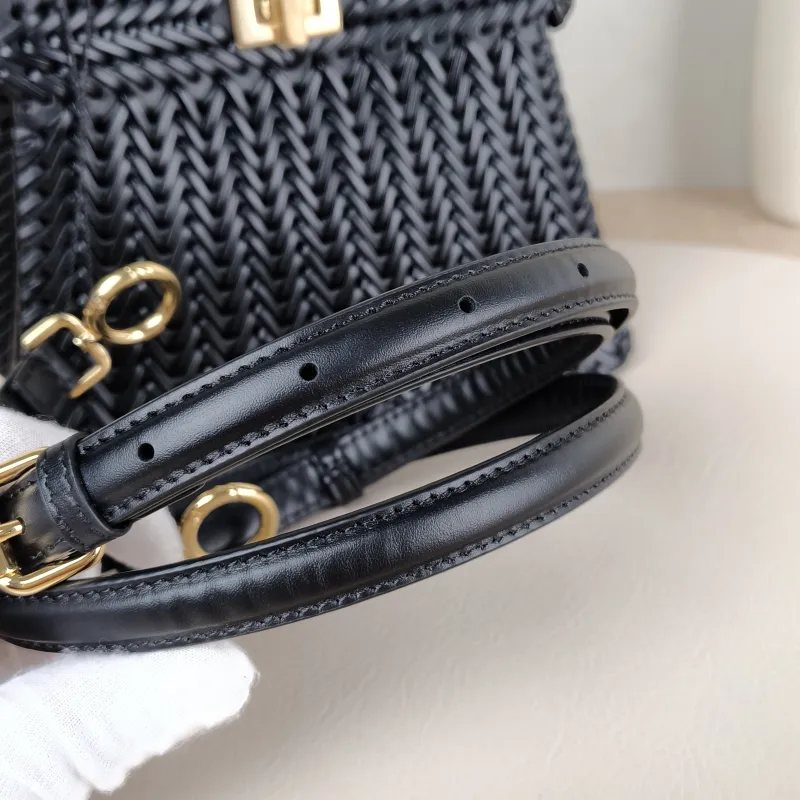 FENDI Crossbody Bag Peekaboo Crossbody Bag Black Woven 20 × 10 × 15 cm — detail view 7 of 10