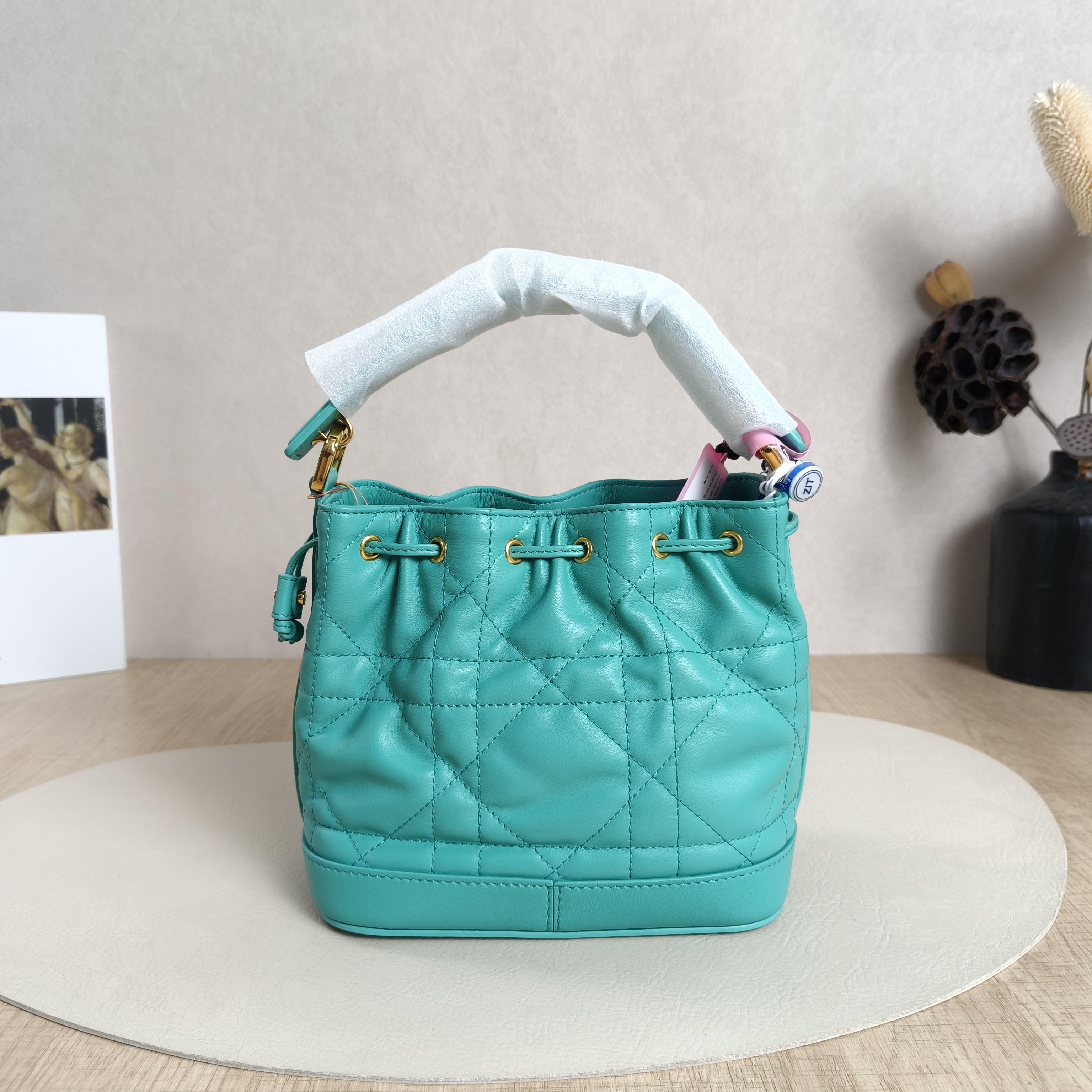 DIOR Crossbody Bag Jolie Bucket Bucket Bag Green Calfskin One Size17 × 10.5 × 16 cm