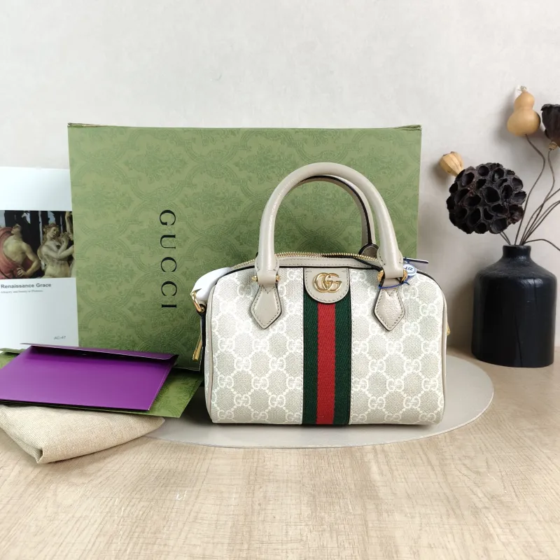 GUCCI Top Handle Bag Ophidia Beige PVC Mini 21.5 × 11.5 × 14 cm — cover view 4 of 6
