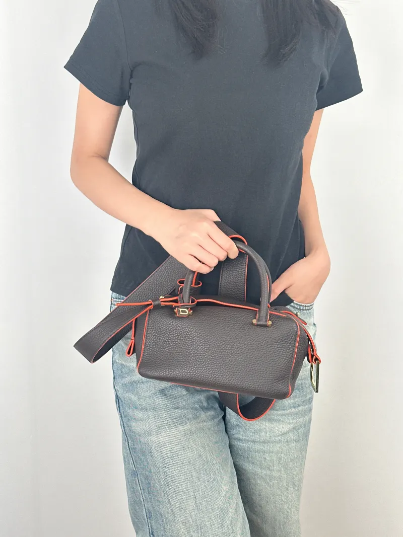 DELVAUX Top Handle Bag Cool Box Box Shoulder Bag Colorblock Calfskinmini21 × 11 × 13 cm — on-model view 1 of 3