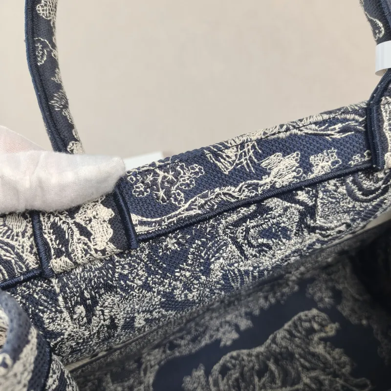 DIOR Top Handle Bag Book Tote Collection · Blue White Canvas Medium 36 × 16.5 × 27.5 cm — detail view 6 of 10