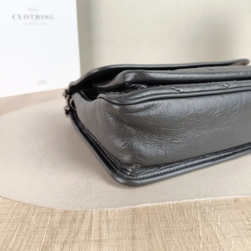 SAINT LAURENT Crossbody Bag Niki D Dark Grey Waxed Leather Calfskin Small 21 × 7.5 × 16 cm — detail view 10 of 12