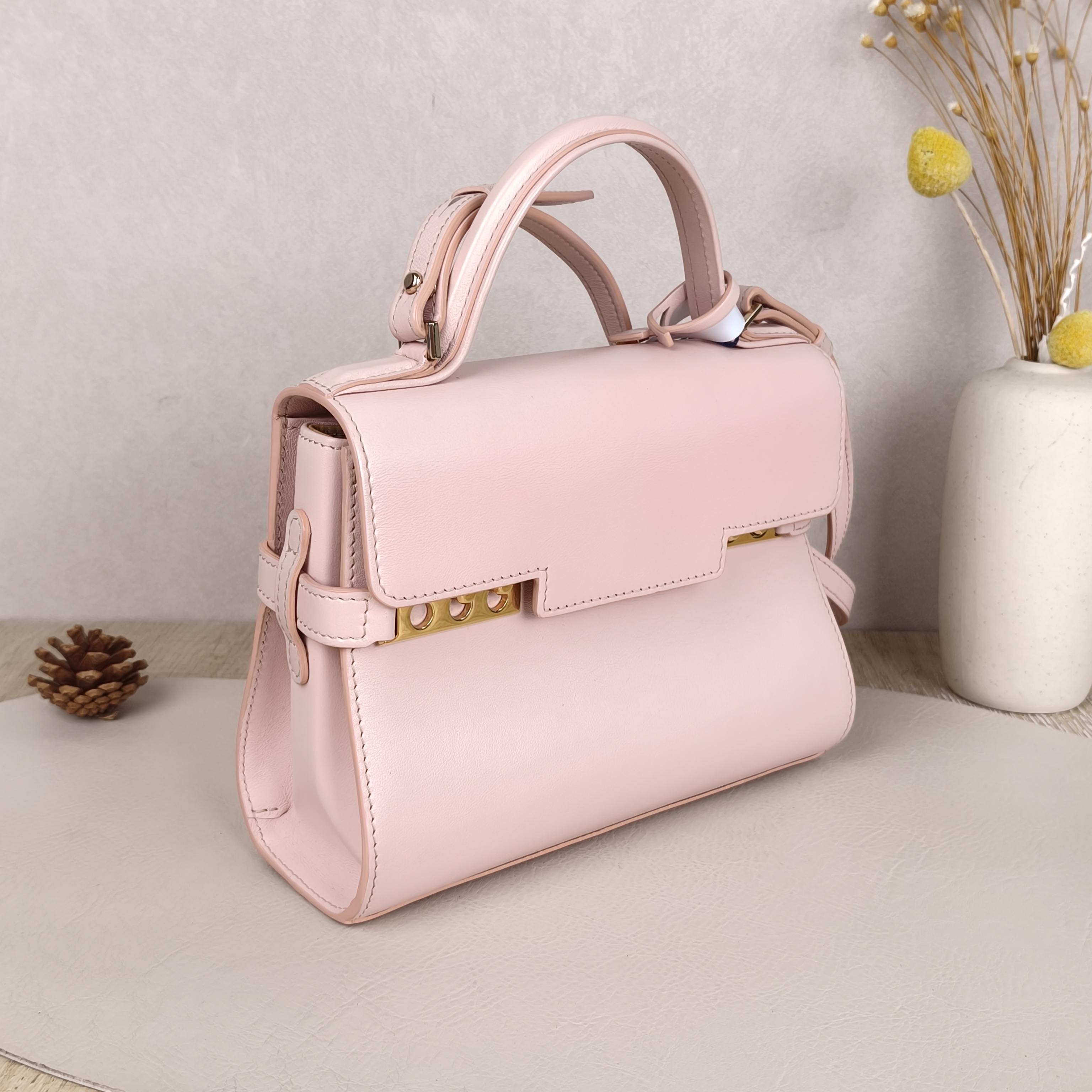 DELVAUX Top Handle Bag Tempete Top Handle Bag Pink Calfskin Small21.5 × 8.5 × 19.5 cm — cover view 8 of 8