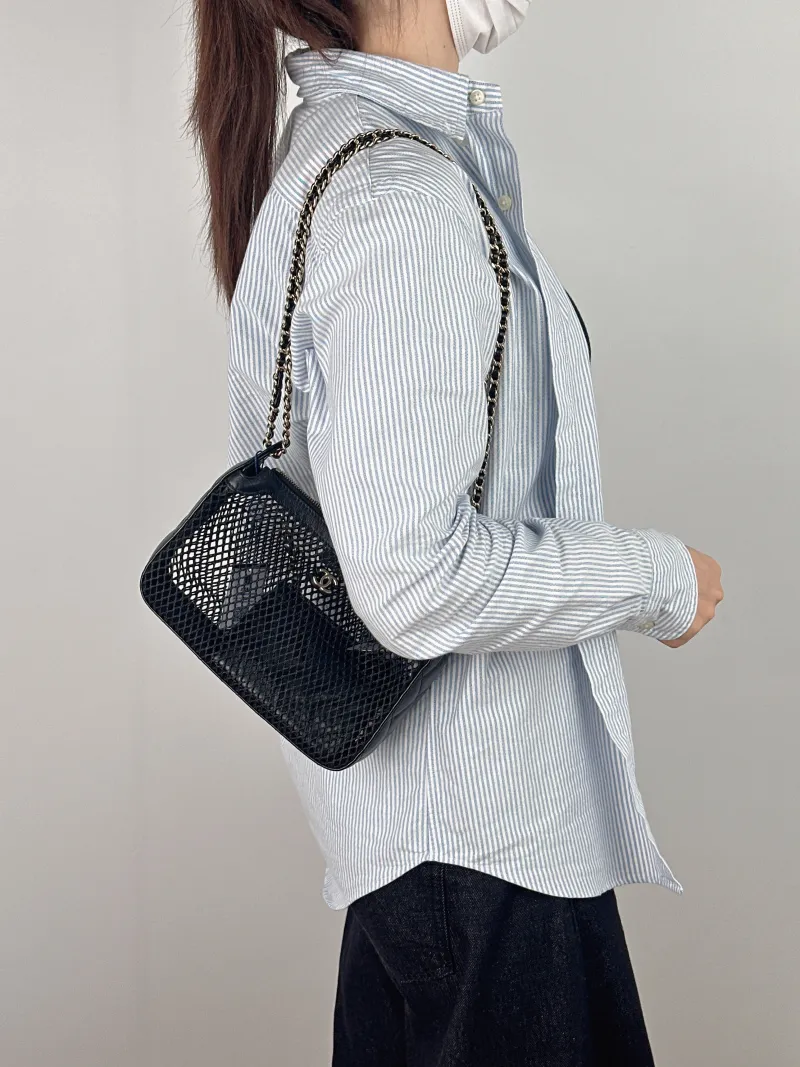 Chanel Crossbody Bag Black Lambskin One Size 21.5 × 5 × 15 cm — on-model view 1 of 2