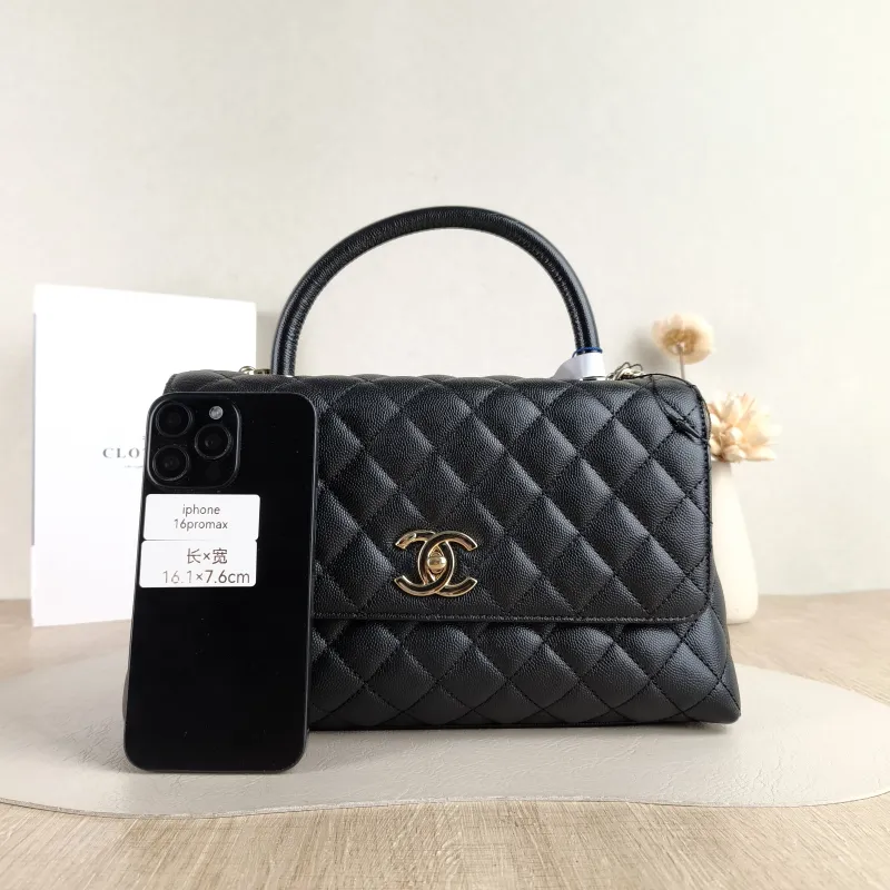 Chanel Top Handle Bag Coco Handle Black Grained Calfskin Medium 29 × 12 × 18 cm — cover view 3 of 5