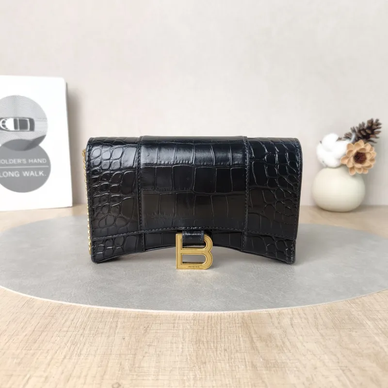BALENCIAGA Crossbody Bag Hourglass Hourglass Bag woc Black CC alfskinmini19.5 × 5 × 12 cm