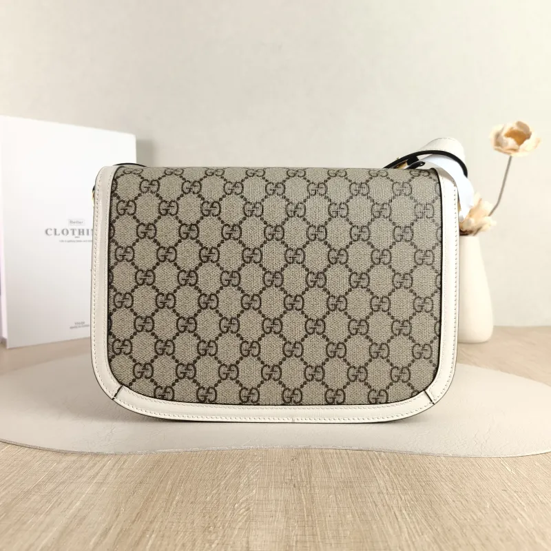 GUCCI Crossbody Bag Horsebit 1955 Horsebit Medium White Monogram PVC Medium 25 × 8 × 18 cm — cover view 6 of 6