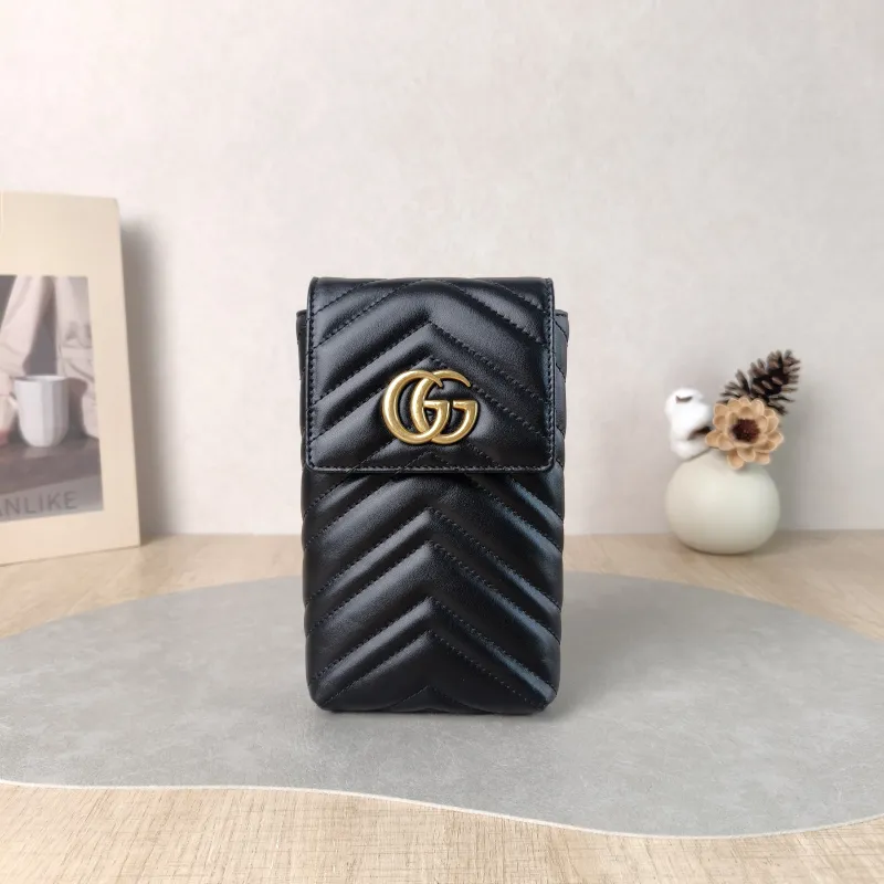 GUCCI Crossbody Bag Crossbody Bag Black Calfskin 10 × 3 × 19 cm
