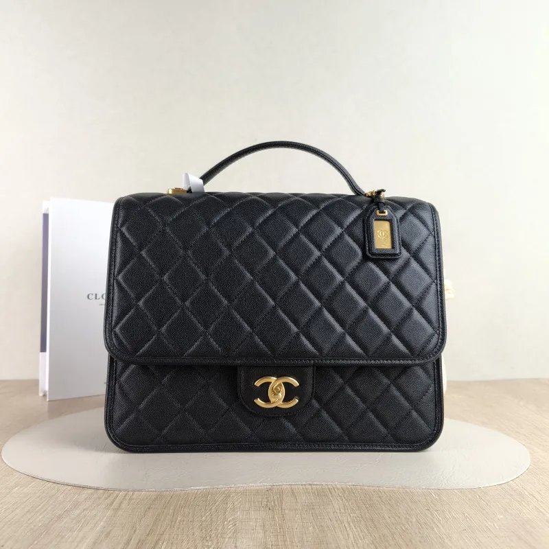 Chanel Backpack Backpack Black with Gold-Tone Hardware Grained Calfskin One Size 31 × 10 × 21 cm