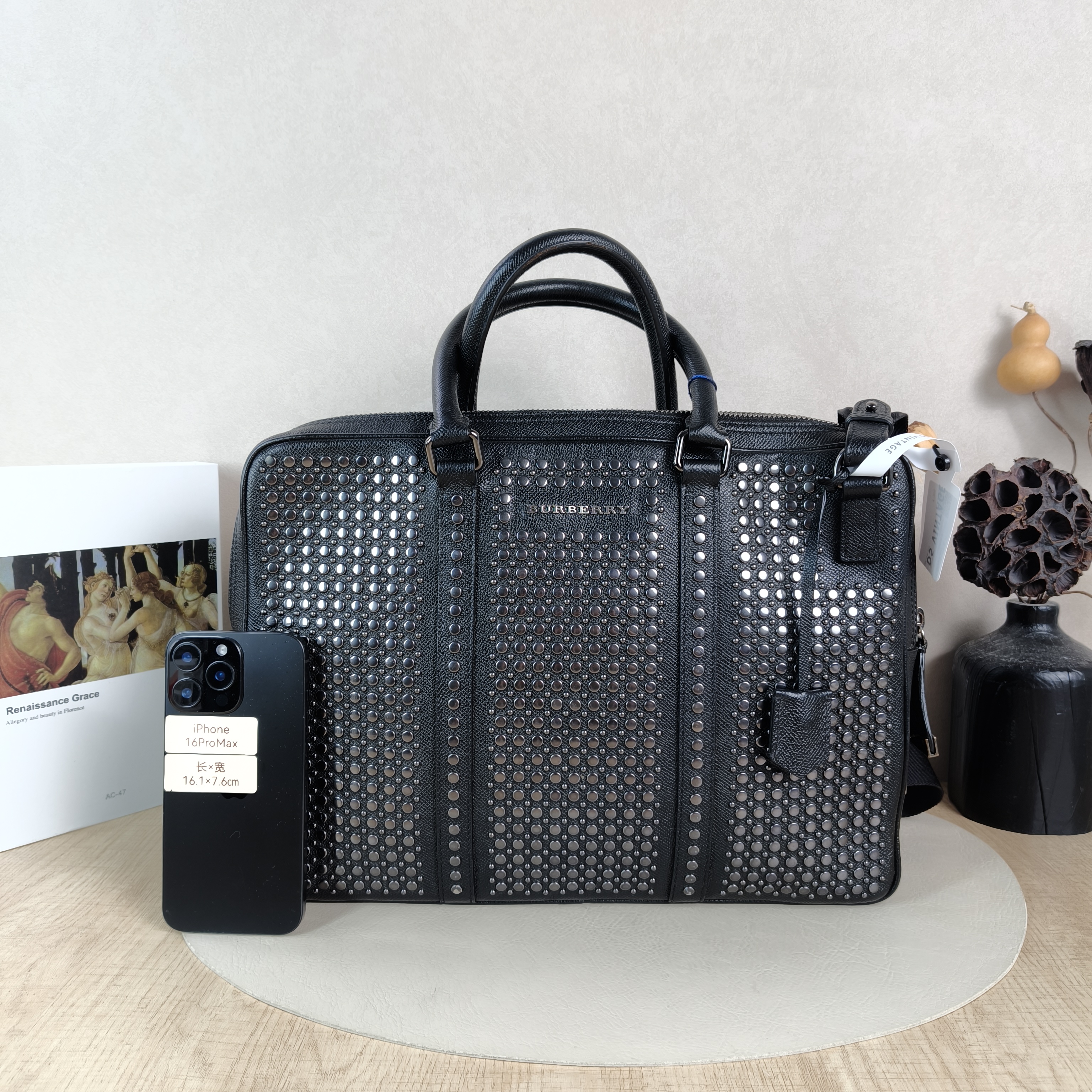 BURBERRY Top Handle Bag Top Handle Bag Black Calfskin One Size37 × 6 × 27 cm — cover view 5 of 5