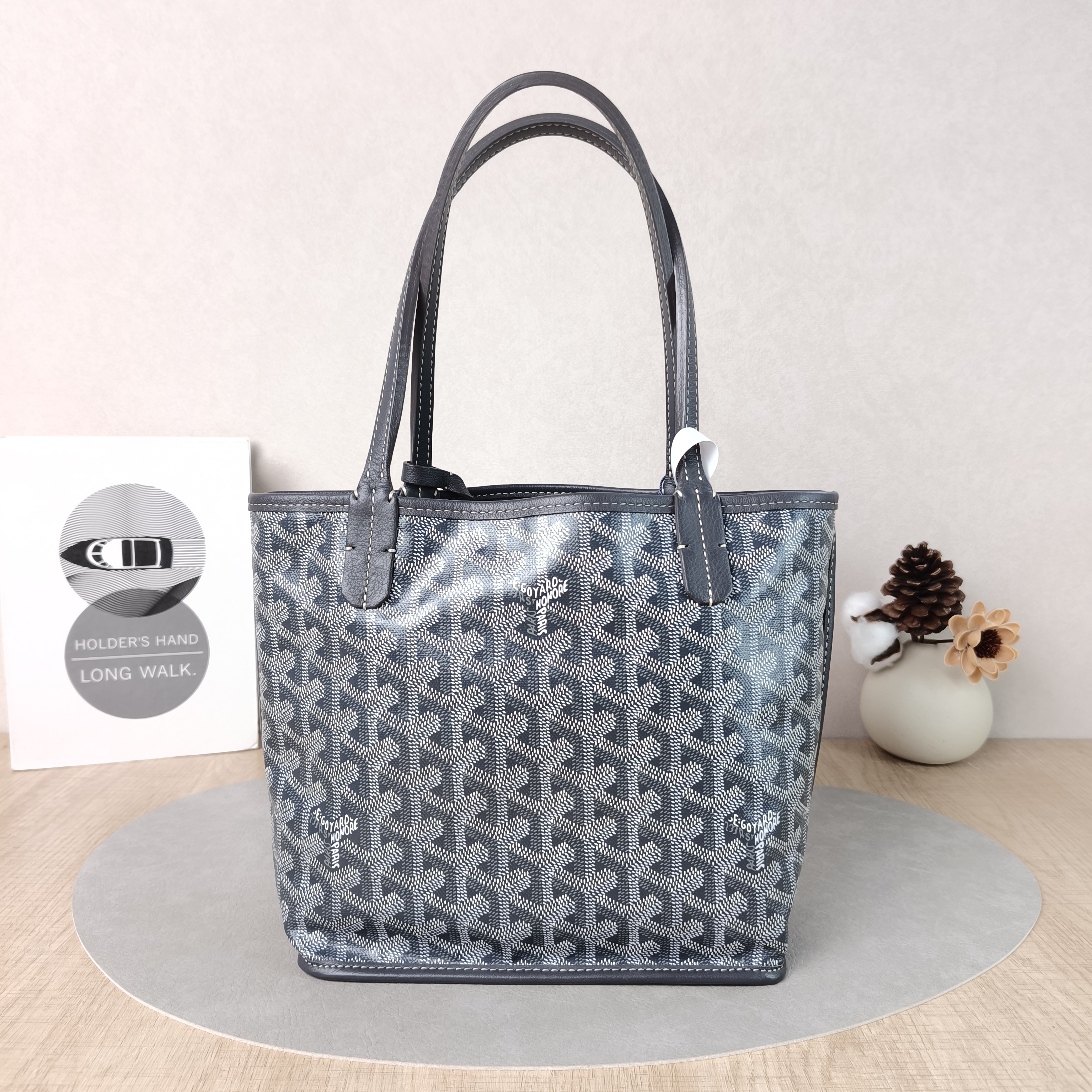GOYARD Top Handle Bag ANJOU Shopping Tote Grey ine Canvasmini19.5 × 9 × 19.5 cm