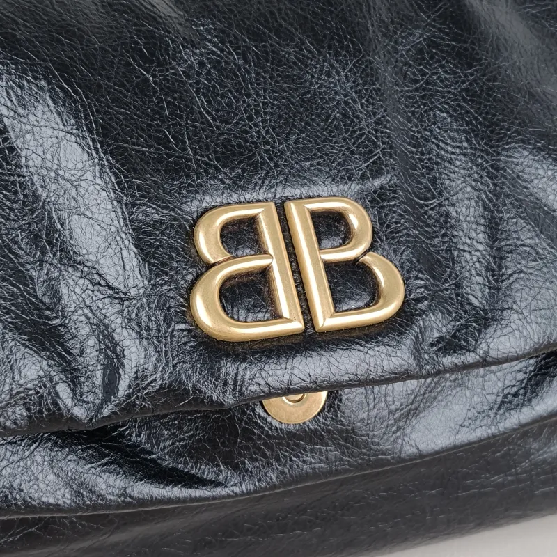 BALENCIAGA Shoulder Bag MONACO Chain Bag Black Calfskin Medium 34 × 15 × 24 cm — detail view 8 of 11