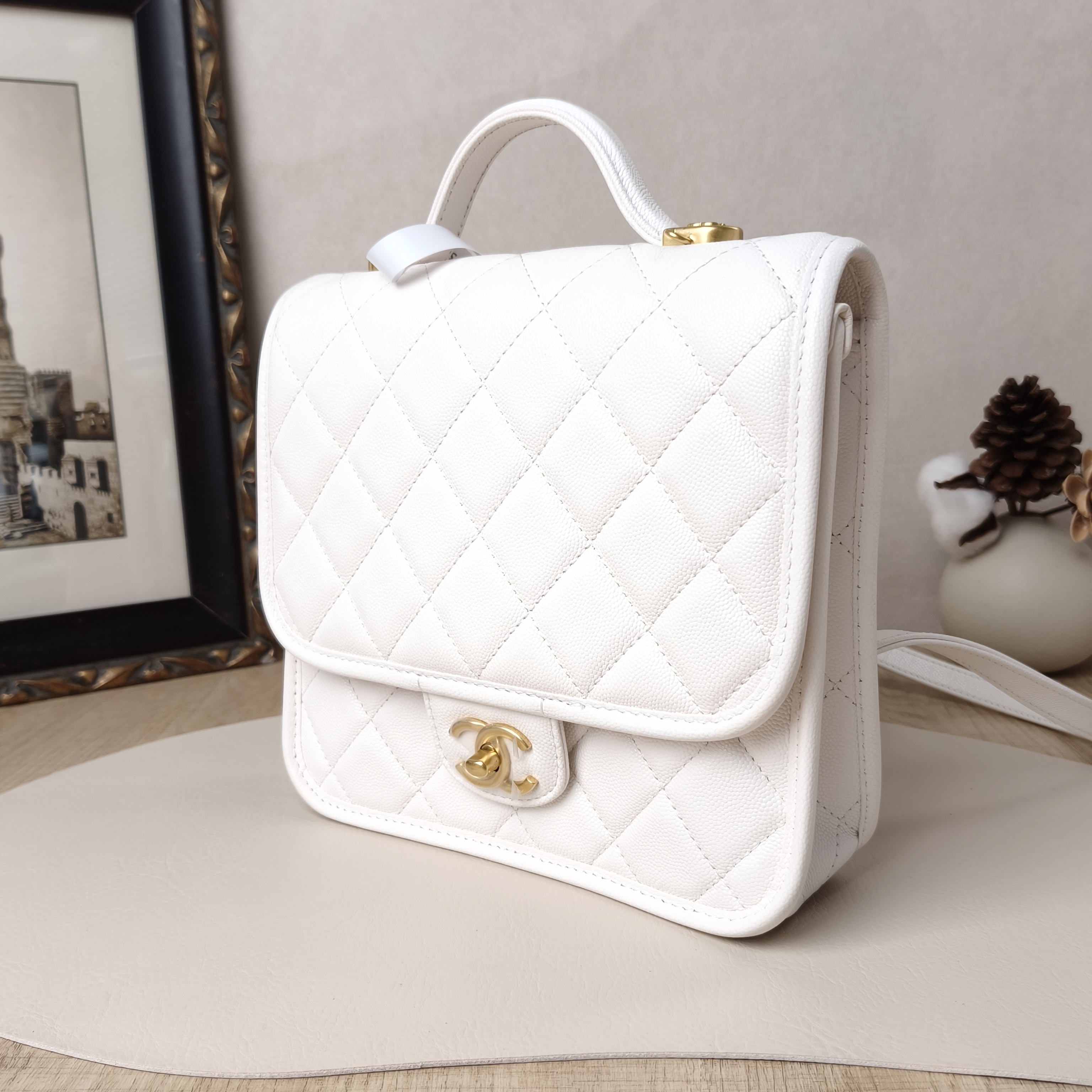 Chanel Backpack25b Backpack White Gold Grained Calfskin One Size22 × 7 × 19.5 cm — cover view 2 of 10