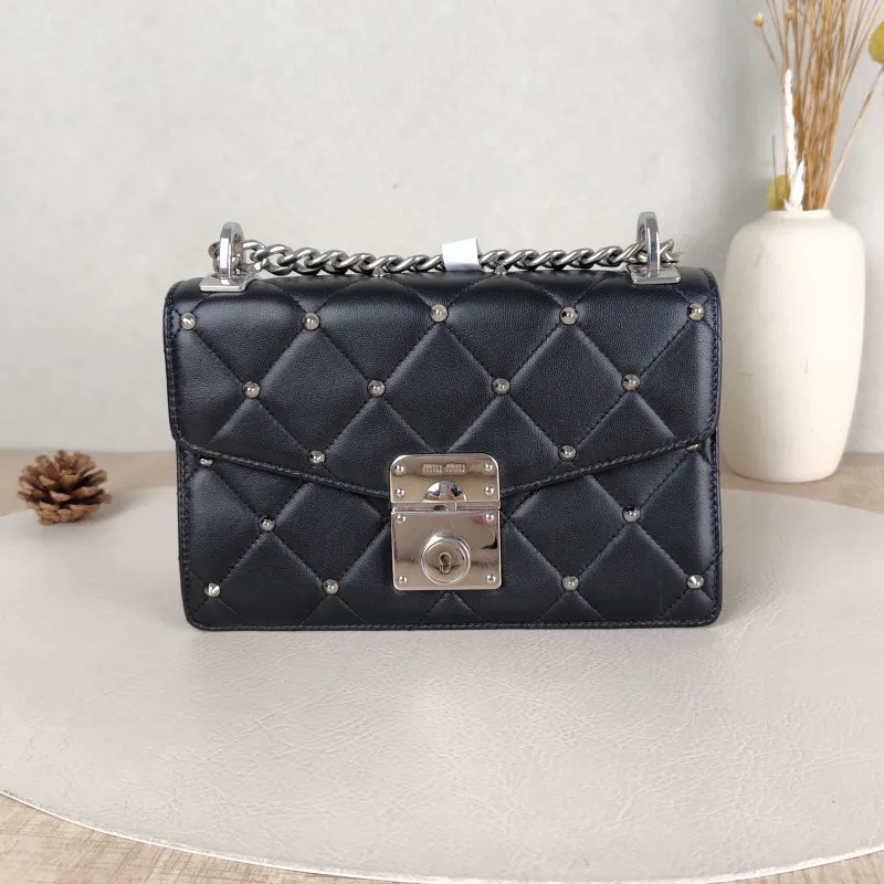 Miumiu Crossbody Bag Crossbody Bag Black Lambskin One Size20 × 4 × 13 cm