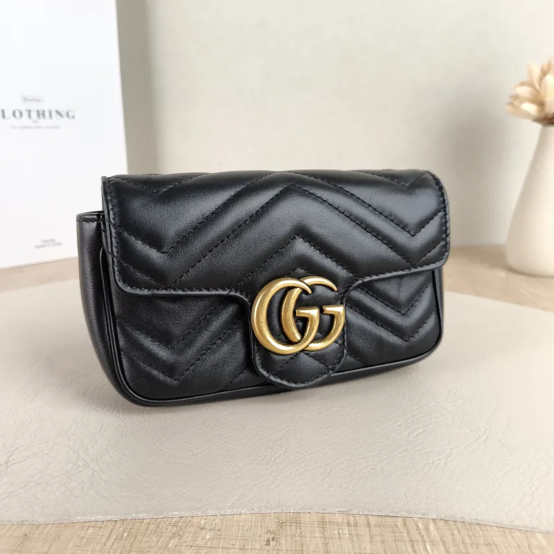GUCCI Crossbody Bag GG Marmont Mini Marmont Mini Black Calfskin Mini 16.5 × 4.5 × 9.5 cm — cover view 4 of 5