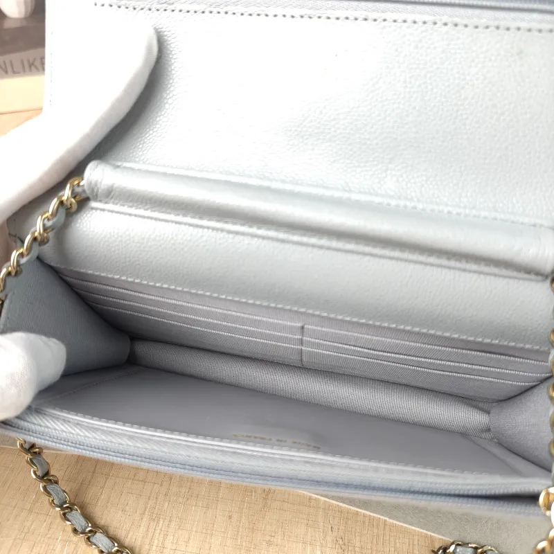 Chanel Crossbody Bag Classic Flap WOC CF WOCWOC Bag Grey Grained Calfskin Mini 19.2 × 3.5 × 12.3 cm — detail view 1 of 11