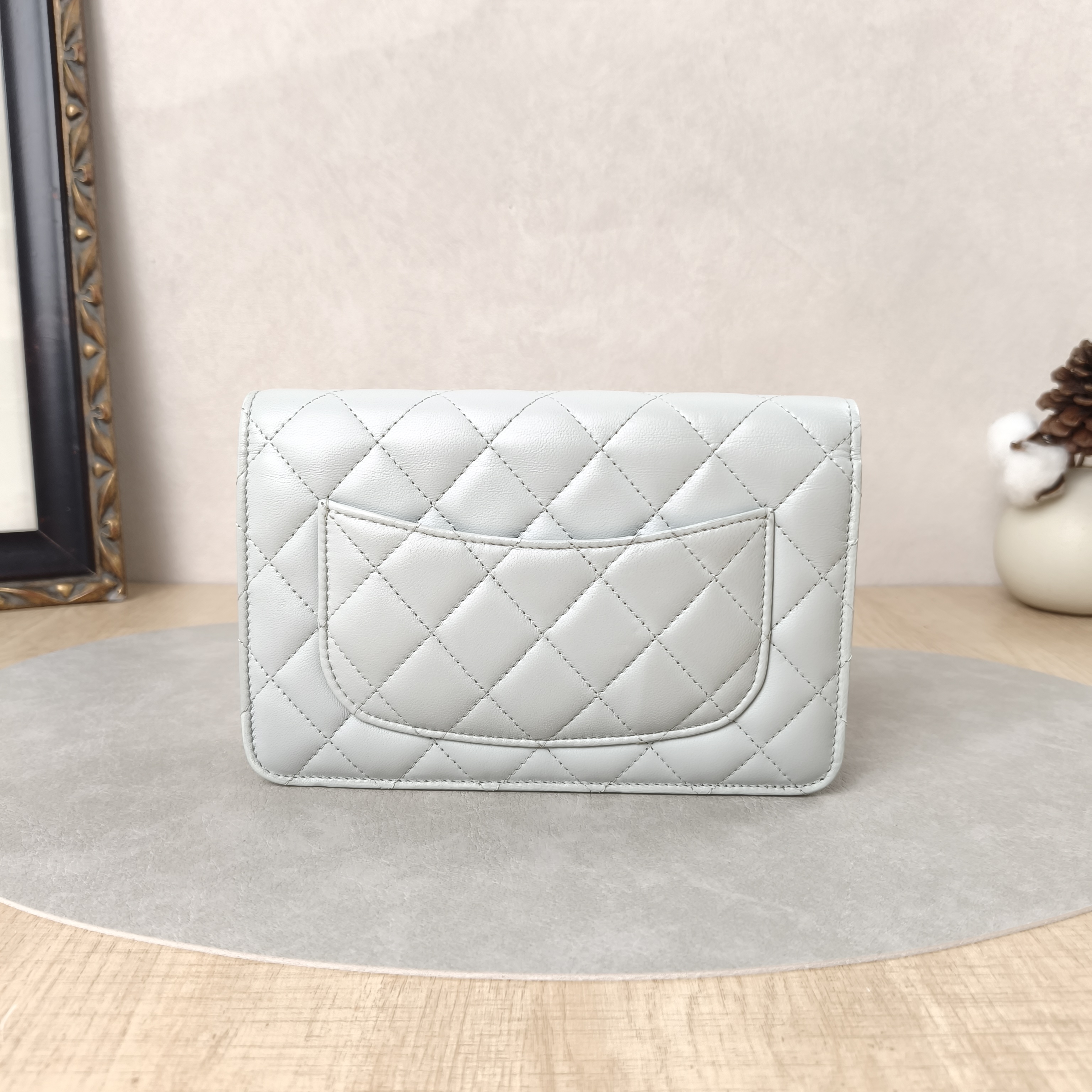 Chanel Crossbody Bag Classic Flap WOC CF WOC woc WOC Bag Grey Lambskin 19.2 × 3.5 × 12.3 cm — cover view 2 of 5