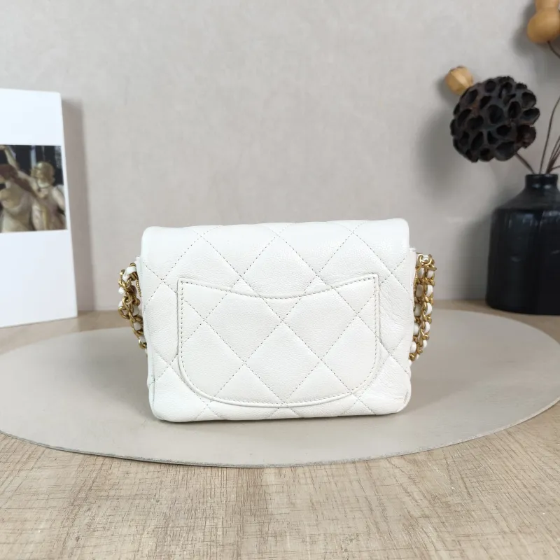 Chanel Crossbody Bag Classic Flap Mini CF Mini White Grained Calfskin Mini 17 × 6 × 12.5 cm — cover view 5 of 6