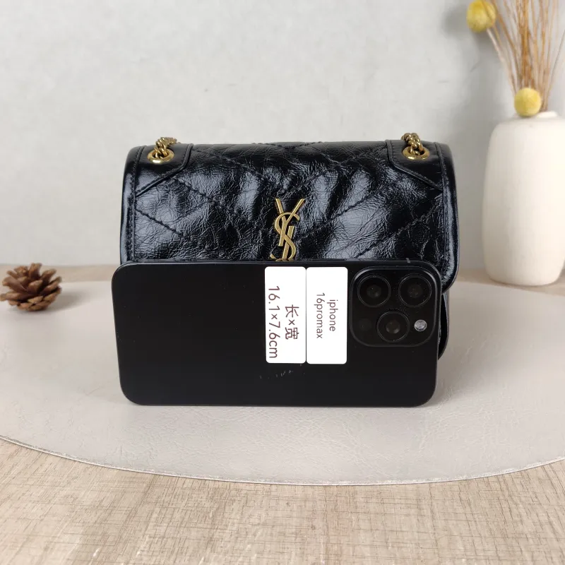 SAINT LAURENT Crossbody Bag Niki Black Waxed Leather Calfskin Mini 18 × 5 × 12.5 cm — cover view 2 of 5