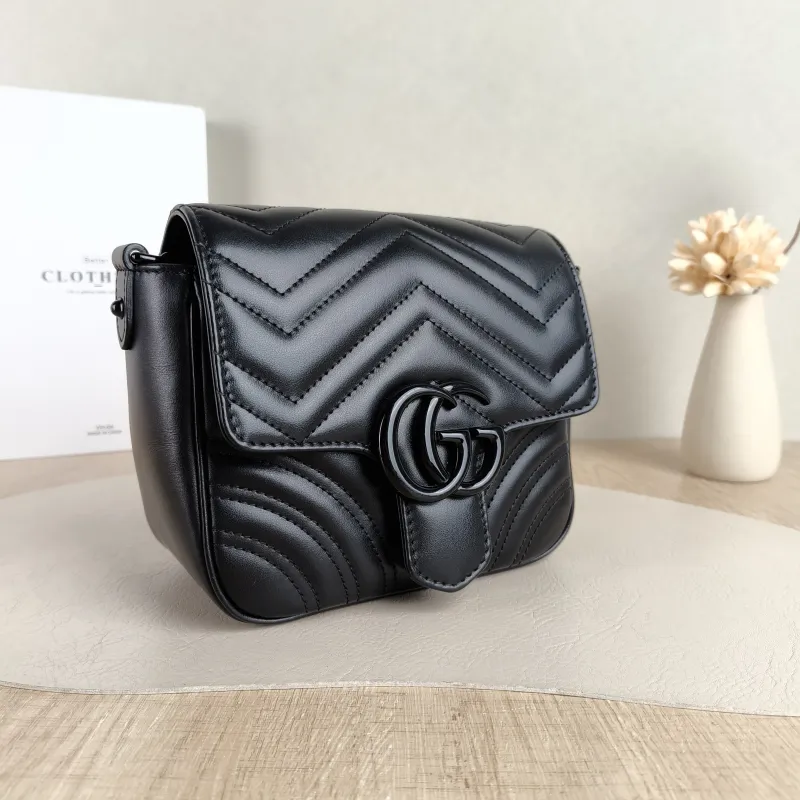 GUCCI Crossbody Bag GG Marmont Marmont Black Calfskin Mini 18 × 8 × 15 cm — cover view 2 of 5