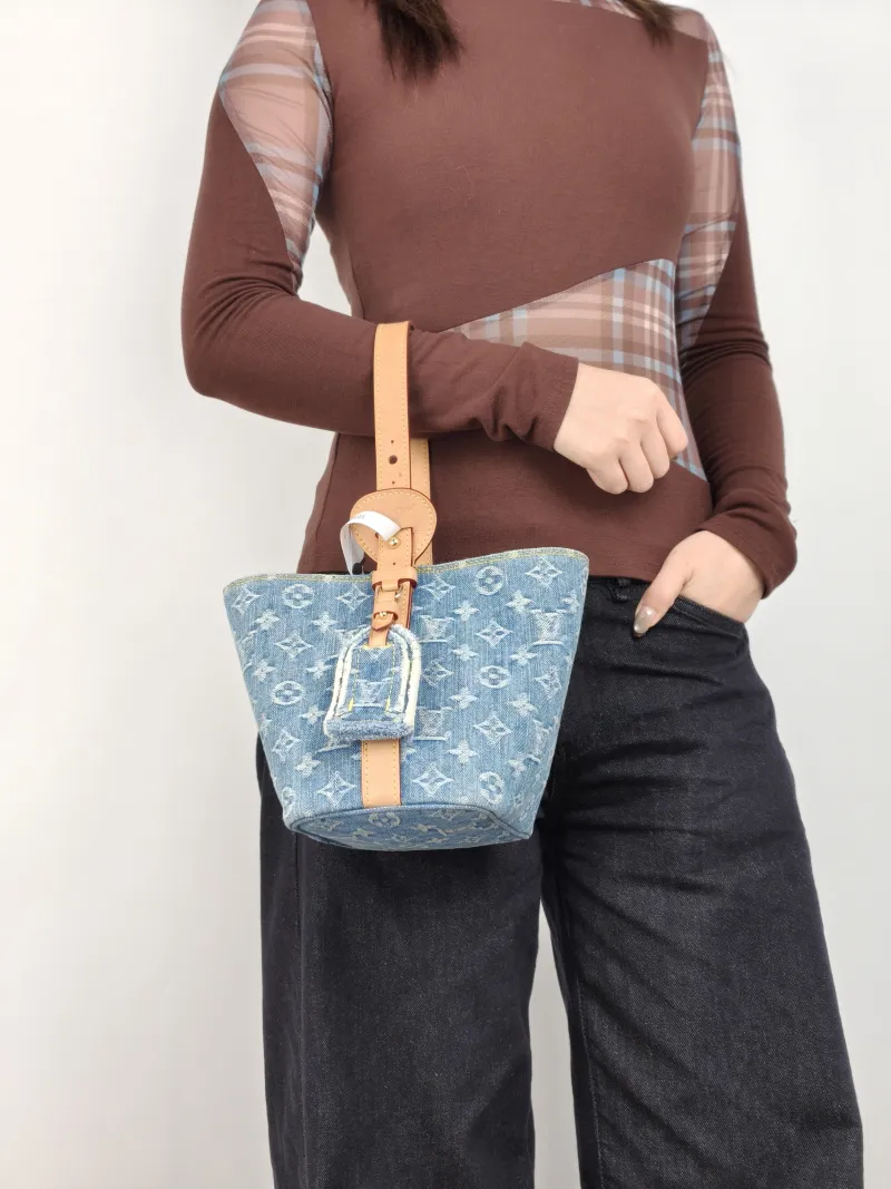 Louis Vuitton Top Handle Bag ALL IN BB Blue BB 16 × 12 × 18 cm — on-model view 1 of 2