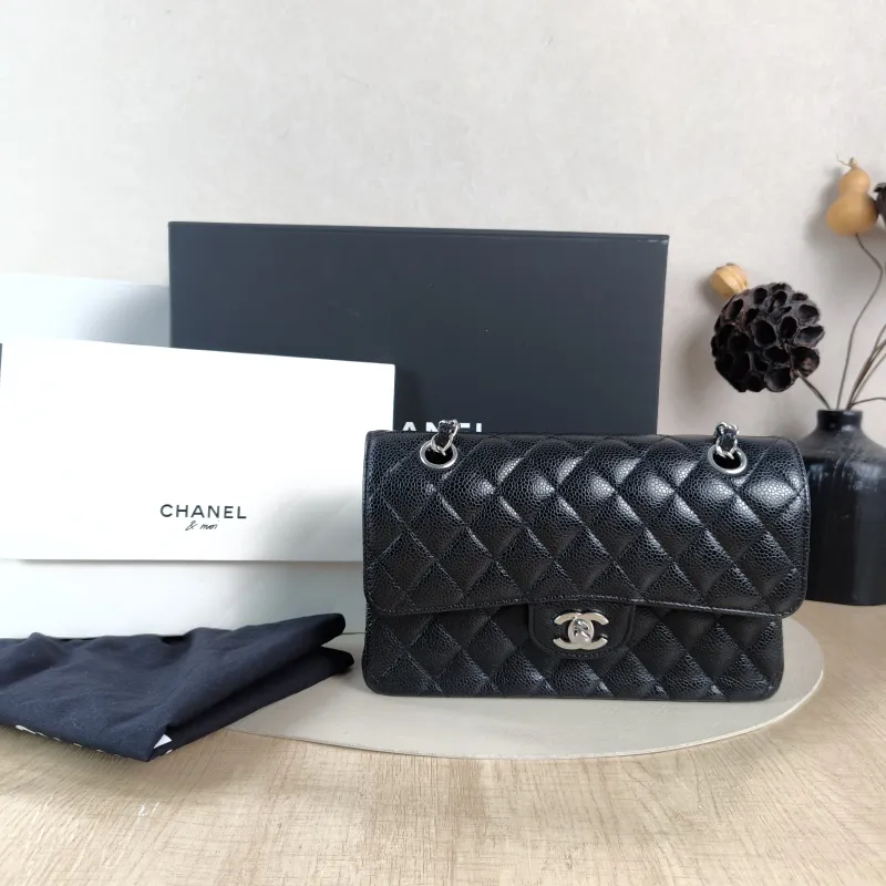 Chanel Crossbody Bag Classic Flap CF Black Grained Calfskin Small 23 × 6 × 14.5 cm Conditioned — cover view 5 of 6