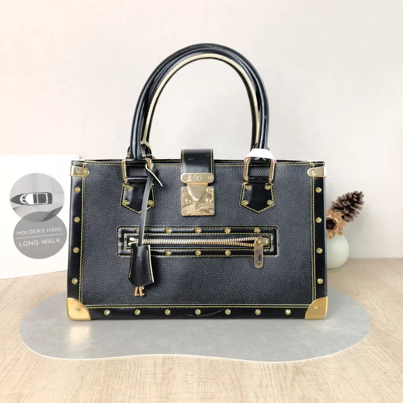 Louis Vuitton Top Handle Bag Suhali Vintage Black Lambskin One Size 36 × 12 × 22 cm