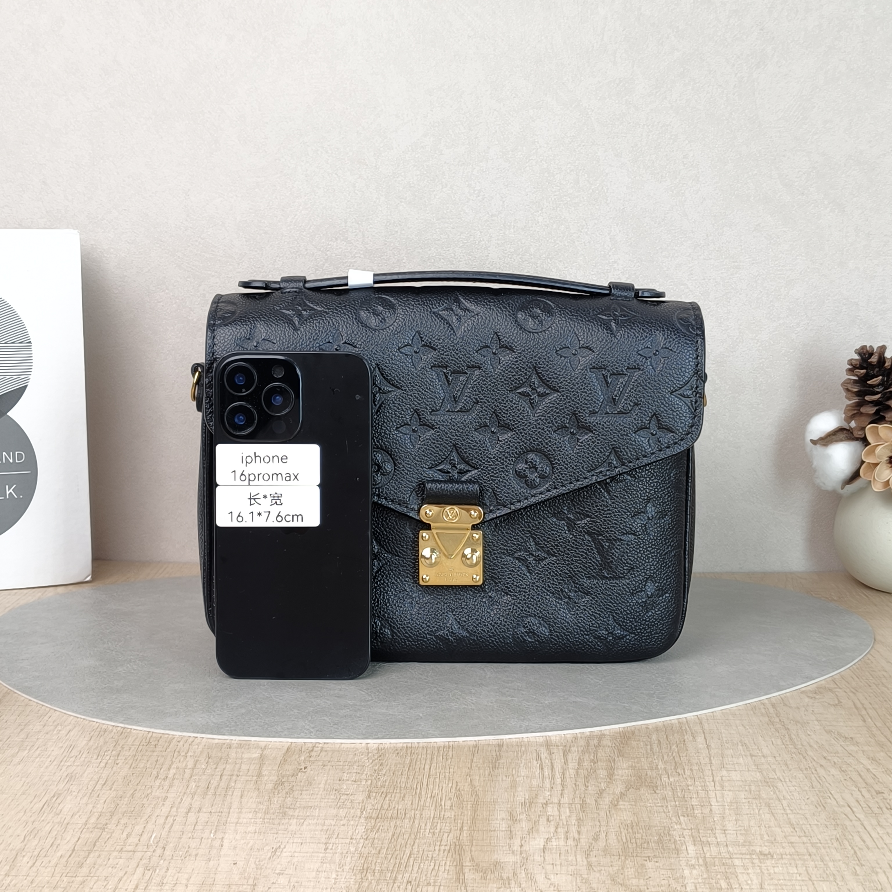Louis Vuitton Crossbody Bag Pochette Métis Black Empreinte Embossed Calfskin Monogram Medium25 × 7 × 19 cm — cover view 3 of 5