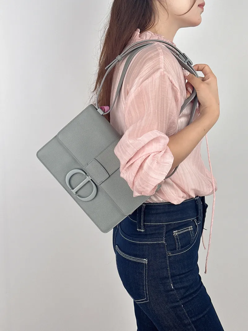 DIOR Crossbody Bag 30Montaigne 30 Grey Calfskin Medium 24 × 8 × 17 cm — on-model view 2 of 2