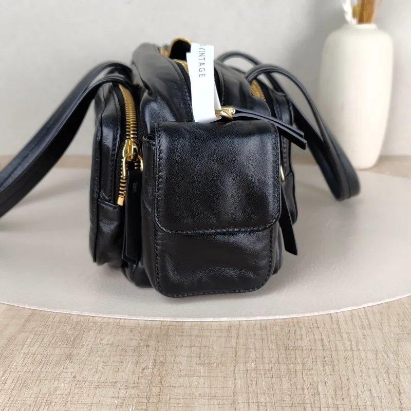 Miumiu Top Handle Bag Pocket Top Handle Bag Black Lambskin 32 × 12 × 13 cm — detail view 14 of 15