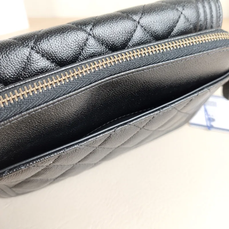 Chanel Crossbody Bag Le Boy​ WOC Black Grained Calfskin Mini 17.5 × 3.5 × 10 cm Microchip Edition — detail view 11 of 11