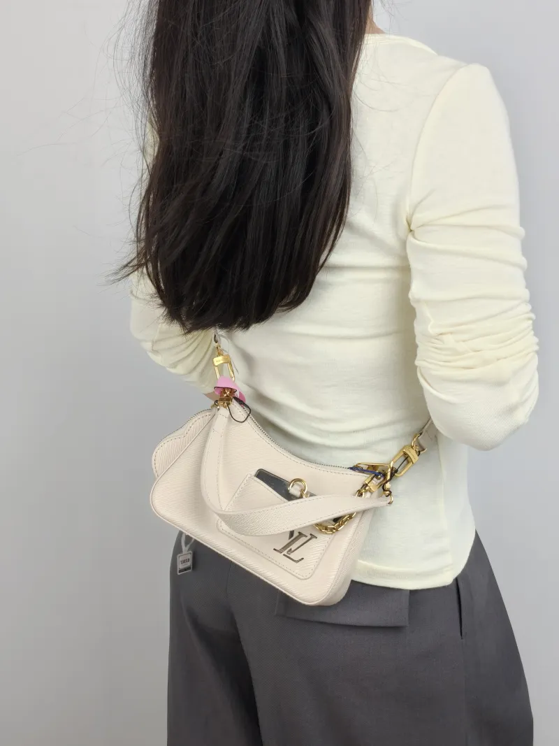 Louis Vuitton Shoulder Bag MARELLINI White Epi Embossed Calfskin Mini 19 × 6.5 × 13.5 cm — on-model view 3 of 3