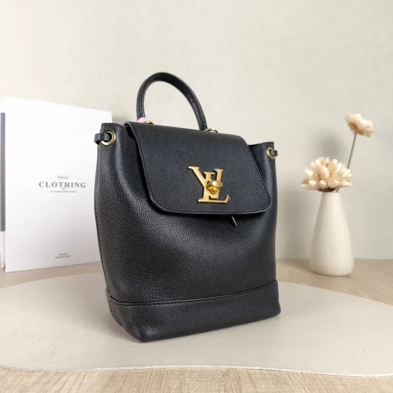 Louis Vuitton Backpack Lockme Backpack Black Gold-Tone Hardware Calfskin Mini 16 × 10 × 19.5 cm — cover view 4 of 5