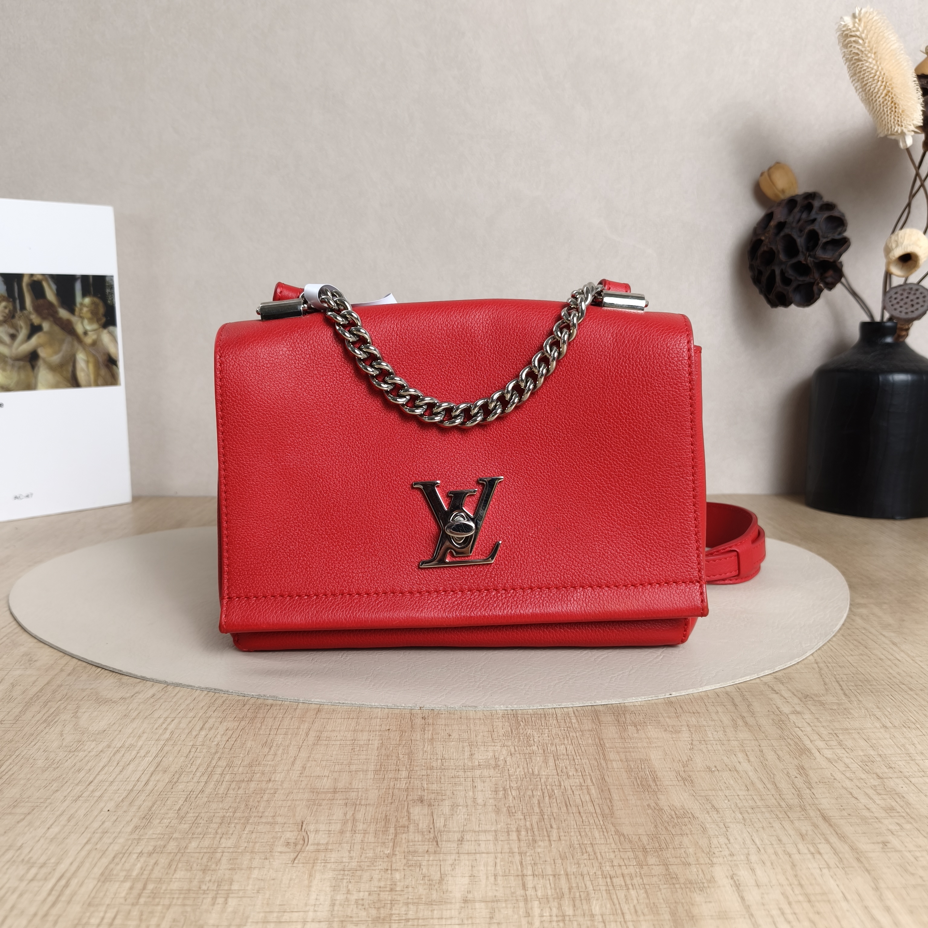 Louis Vuitton Shoulder Bag LOCKME II Shoulder Bag Red Calfskin BB23 × 9 × 16 cm