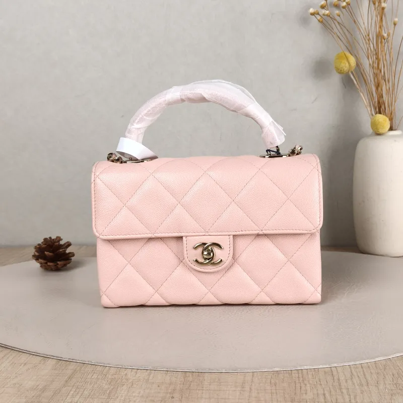 Chanel Crossbody Bag Top Handle Crossbody Bag Box Pink Calfskin One Size 19 × 8 × 12 cm