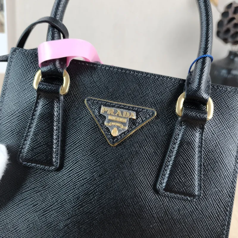 PRADA Top Handle Bag Saffiano Black Calfskin One Size 17 × 6 × 19 cm — detail view 6 of 12