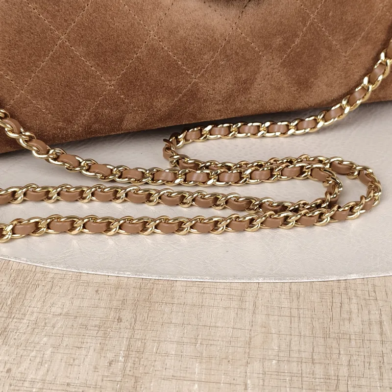 Chanel Shoulder Bag Baguette Bag Brown Suede One Size 23 × 11 × 11 cm — detail view 9 of 12