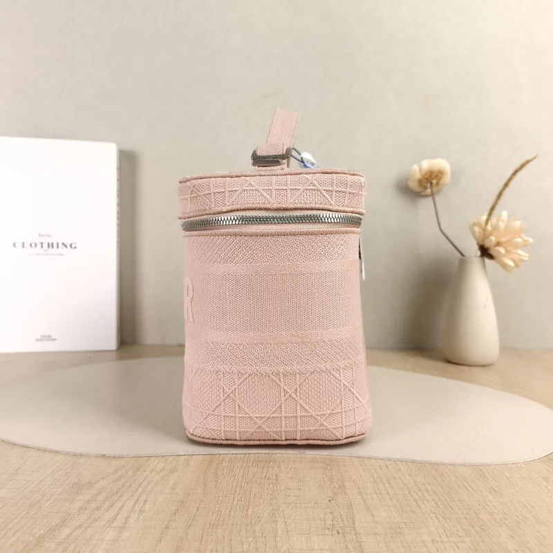 DIOR Top Handle Bag Travel Vanity Cosmetic Bag Pink Canvas Medium24.5 × 13.5 × 17 cm — detail view 1 of 12