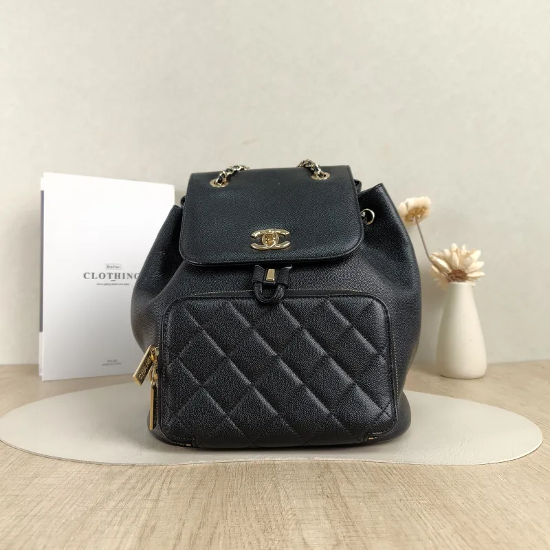 Chanel Backpackaffinity Backpack Black Calfskin Medium24 × 17 × 25 cm