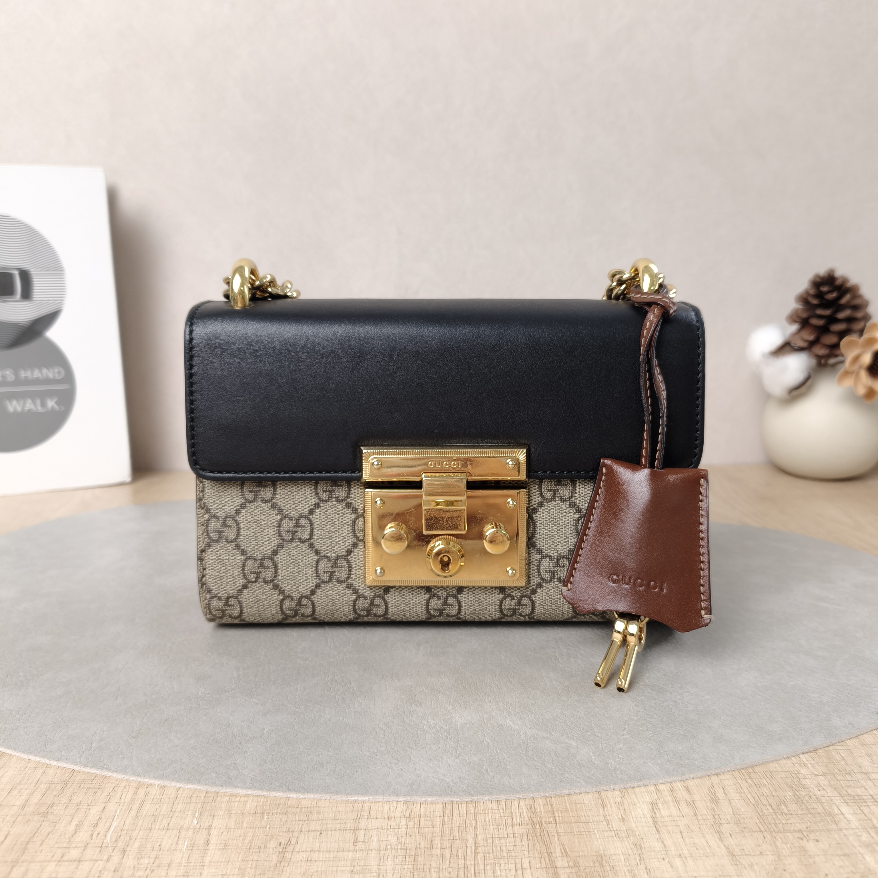 GUCCI Crossbody Bag Padlock Monogram PVC Small20.5 × 7.5 × 13 cm